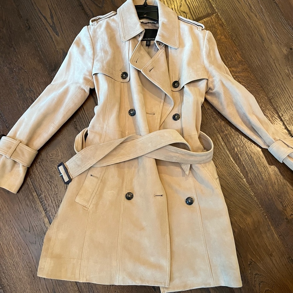 Banana Republic Petite XS Suede Trench Coat